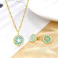 Bridal 18k Gold Dubai Stainless Steel Green Fine Jewelry Sets for Woman