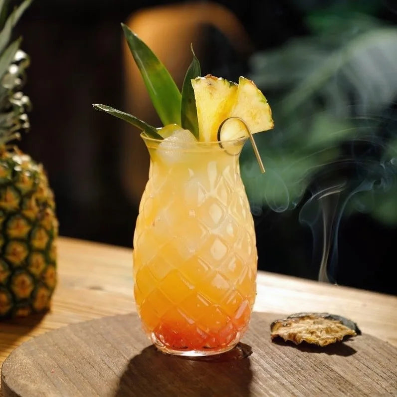 XHL SUB Creative Pineapple Shaped Bar Cocktail Glass Embossed Juice Cup for Mixing for Parties