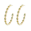 Indian Gold Plated Green Cubic Zirconia Inlaid Round Twisted Hoop Earrings for Women Brides Exquisite Wedding Jewelry Party Gift