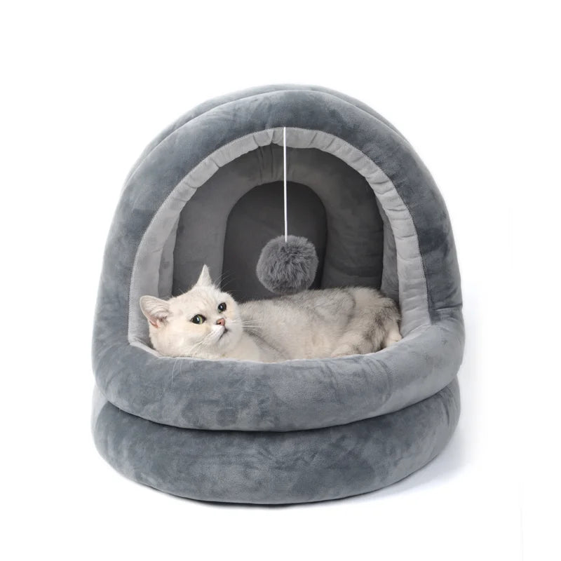Cute Style Removable and Washable Cat Bed to Keep Warm With Roof Pet House Sofa Cat House