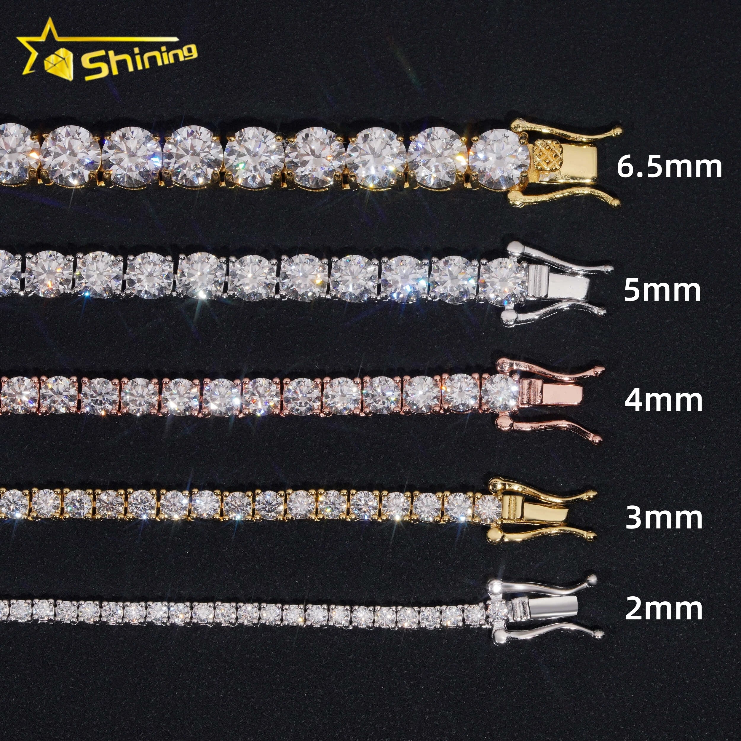 Large Stock Fine Jewelry Men Women Moissanite Tennis Bracelet Hip Hop Iced Out 925 Silver Moissanite Tennis Chain Ready to Ship