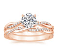 OAHLAN Fashion Jewelry 1.5CT Round Cut Cubic Zircon Gold Plated Inlay Copper Ring Sets Wedding Band for Women Promise