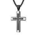 Fanyue Custom Three-layer Combination Christian Jewelry Man Cross Necklace Titanium Steel Men's Pendant Necklace 2024
