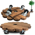 Customized  logo Multi-shape Wooden Tray Roller Moving Flower Pot Universal Wheel Flower Stand Base with Brake