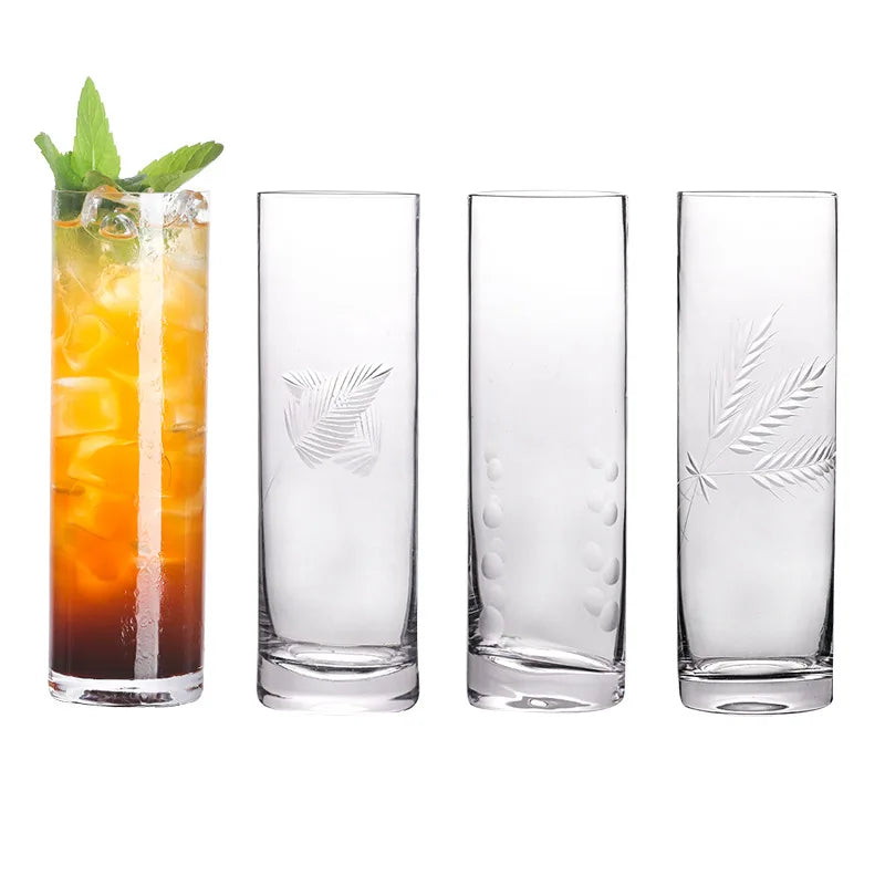 High Quality Durable Lead-free Hand Engraving Collins Glass Wine Beverage Water Glass Bottle