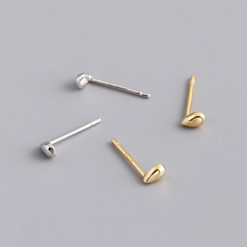 Ins Fashion 925 Silver Plain Simple Droplet Shape Stud Earrings Jewelry 18K Gold Plated Sterling Silver Stud Earrings for Women