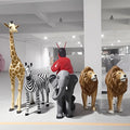 Wildlife Sculptures/Wildlife Figurines/resin Fiberglass Safari Jungle Animal Giraffe zebra Elephant lion Statues for Sale