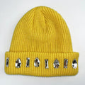 Unisex High Quality Winter Beanie Hat Big Rhiny Square Rhinestone OEM ODM Popular Fashion Yellow Winter Beanie Hat