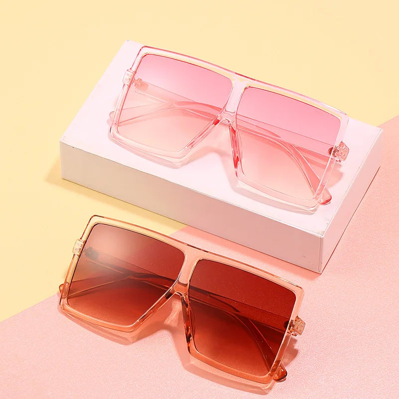 Outdoor Colorful Shade  Fashion Kids Sunglasses UV400 Lens Shades Sunglasses Big Square Frame Eyewear