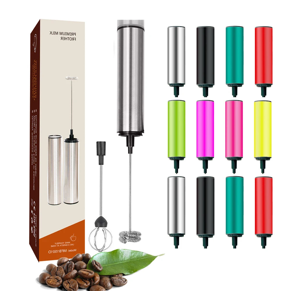 Hot Sale Handheld Battery Operated Travel Milk Coffee Frother Blender With 2 Stainless Steel Whisks for Hot Chocolate