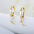 Fashion Fine Jewelry 925 Sterling Silver Gold Plated Moonlight Dreamer Pendant Zircon Moon Hoop Earrings for Women