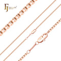 1.2mm+ FJ Fallon Fashion Jewelry Thin Venetian Box Link Chain Plated in Rose Gold Brass Based Split