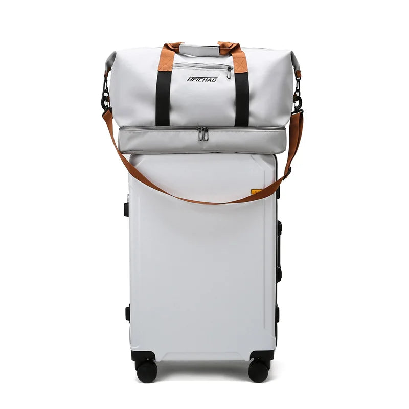 Custom Logo Waterproof Oxford Large Luggage Travel Bag With Separate Bottom Compartment