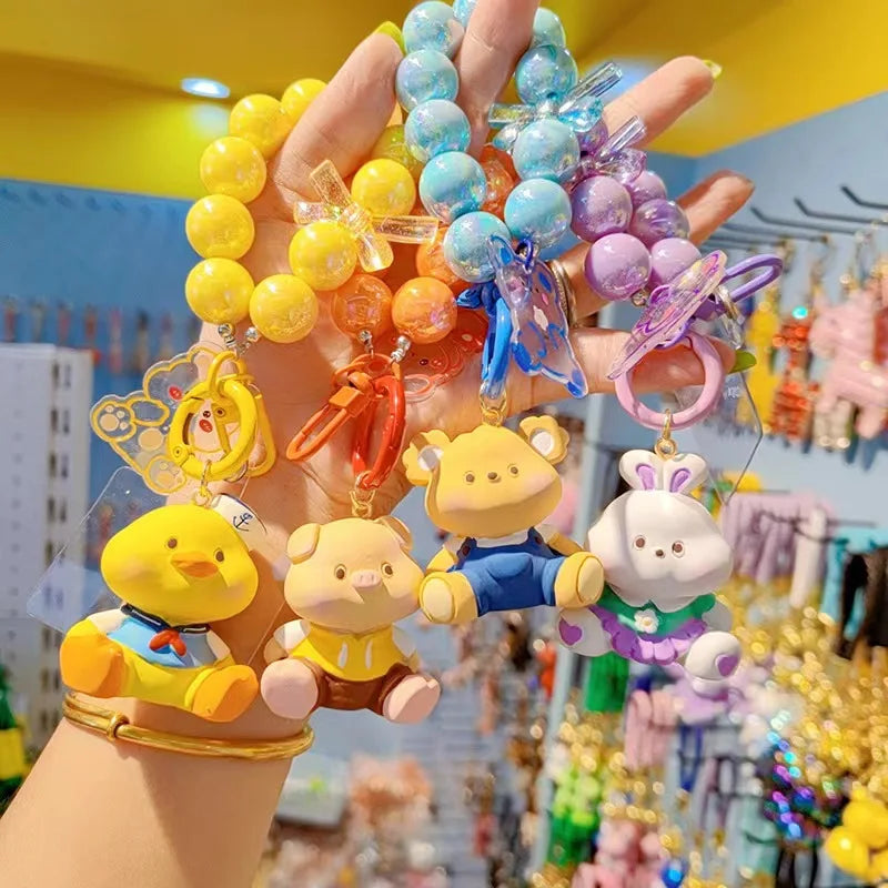 Rabbit Creative Face Small Animal Key Chain Pendant Female Cute Couple Key Chain Bag Mobile Phone Pendant Wholesale