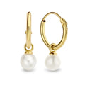 INS S925 Sterling Silver Gold Plated Imitation Pearl Pendant Circle Hoop Earrings 925 Silver Pearl Dangle Hoop Earring