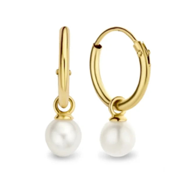 INS S925 Sterling Silver Gold Plated Imitation Pearl Pendant Circle Hoop Earrings 925 Silver Pearl Dangle Hoop Earring