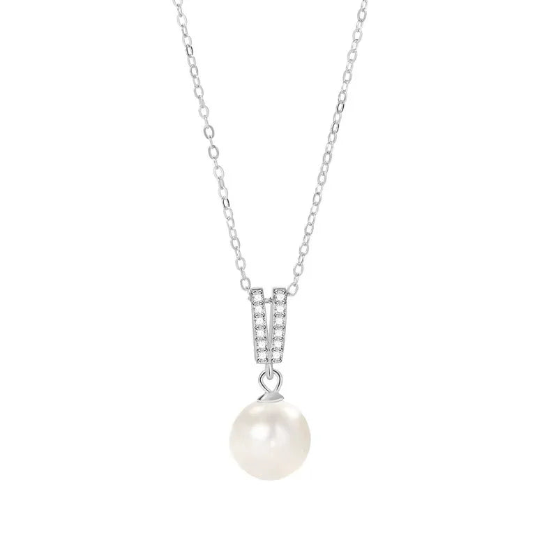 Rainbowking V-Shaped Shell Pearl Necklace with Full Diamond Pendant S925 Sterling Silver Ins Wind Style Fine Jewelry