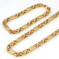 MJ Spot Goods PVD Gold Stainless Steel Necklace and Bracelet Tarnish Free Waterproof 18K Gold Plated Byzantine Chain Set for Men