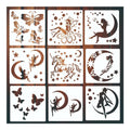 9pcs Fairy Butterfly Drawing Painting Stencils Dreamy Mushroom Butterfly Moon Star Elf Template 6inch