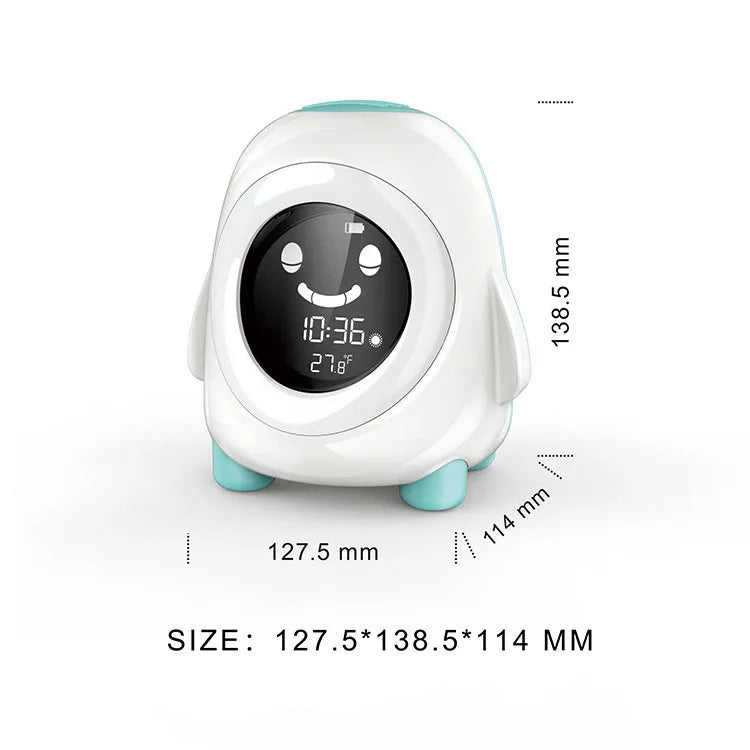 Cute Cartoon Gift Penguin Kids Alarm Clock Sleeping Trainer Clock Multi Color LED Night Lamp Children With Temperature