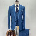 Morili  3 Pieces Blue Dark Green  Slim Fit V Neck Men Suits for Office Suit Groom Groomsmen Suit for Wedding  MMSB412