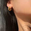 New Arrival Fashion 18K Gold Plated Hoop Earrings Statement Stainless Steel Twisted Hoop Earring