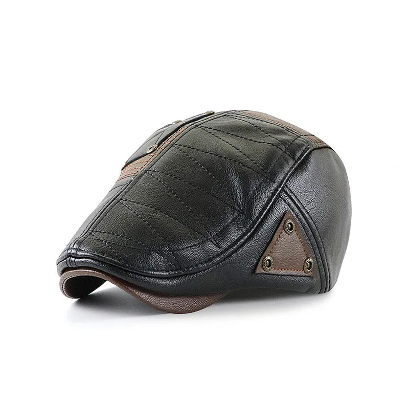 X1701B Wholesale Baseball Cap  PU Leather Baker Hat  Beret Hats Embroidery  Baseball  Cap