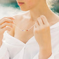 Healing Crystal Aquamarine Yoga Jewelry Necklace Boho Balancing Stones Beads Rainbow 7 Chakras Necklace