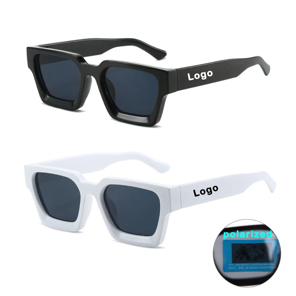 LBA Classic Retro Plastic Frame Square Shades Vintage Rectangle Custom Logo Polarized Sunglasses for Women Men
