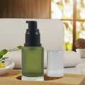 Luxury 30ml 60ml Frosted Glass Cosmetic Bottle with Silver Aluminum Pump Cap 50g for Diffuser Olive Green