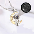 Duoying Astronaut Star Moon Simple Valentine's Day Custom Photo Necklace Jewelry New 100 Language Projection  Couple Necklace