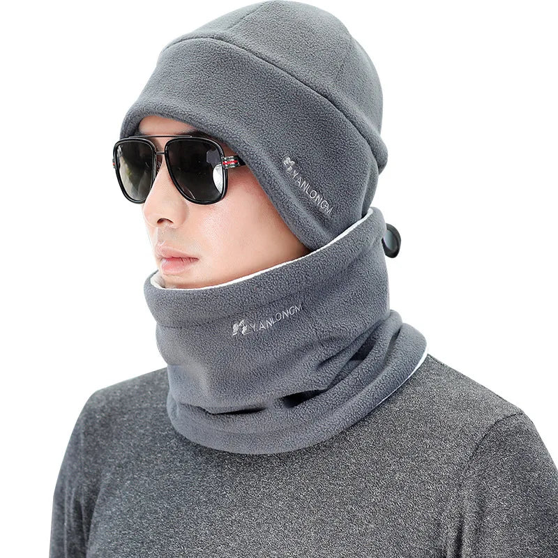 Sewingman B0090L Outdoor Winter Fleece Beanie Earflap Hat and Neck Warmer Set