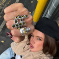 2025 New Style Fashionable 18k Gold Plated Heart Eye Skull Ring Cross Ring Moissanite for Woman