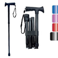 Solid Color 4-Section Folding Walking Cane Adjustable Aluminum Alloy Crutch Rubber Tip Modern for Outdoor Activities Hiking