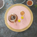 Custom Order Cotton Rope Placemat Tea Mat with Wavy Line Background Fabric Classic Style for Flower Pot Mat