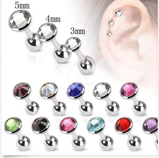 Luxury Piercing Stud Earrings Cubic Zirconia Stainless Steel Gold Cartilaginous Earring Studs Women Men Jewelry 2023
