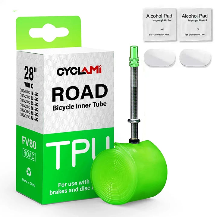 Cyclami 700C 38g TPU Bike Inner Tube 45/60/80mm French Valve Road Bicycle Tire in 18/23/25/28/30/32C Sizes