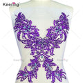 Hot Sale Sequins Clothing Patch Panel Fabric Gold Rhinestone Yellow Hand Beaded Applique for Dress Gown WDP-1003