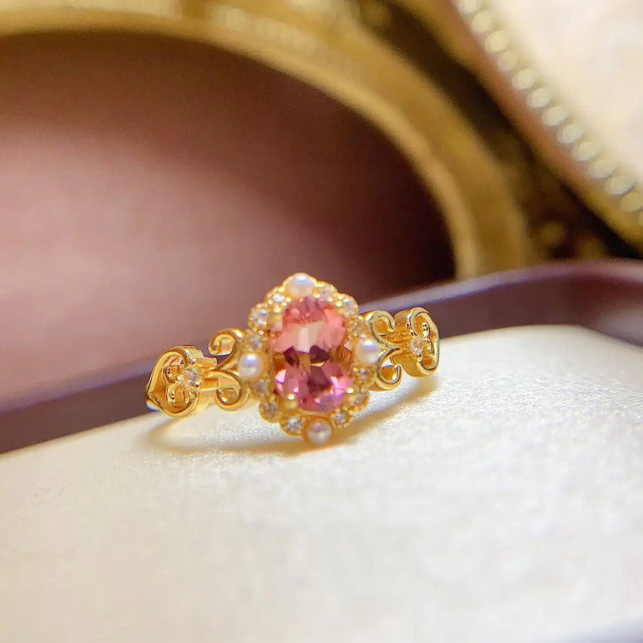 Good Price 925 Sterling Silver 18k Gold Plating Natural Tourmaline Dainty Gemstone Luxury Fashion Jewelry Rings