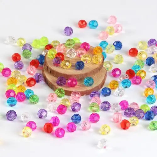Faceted acrylic Beads Transparent Beads Bracelet Accessories DIY 8mm 500G/Bag 796773