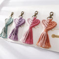 Tassel Macrame Rope Handmade Key Holder Bag Car Hanging Jewelry Gifts Cotton Rope Woven Heart Keychain