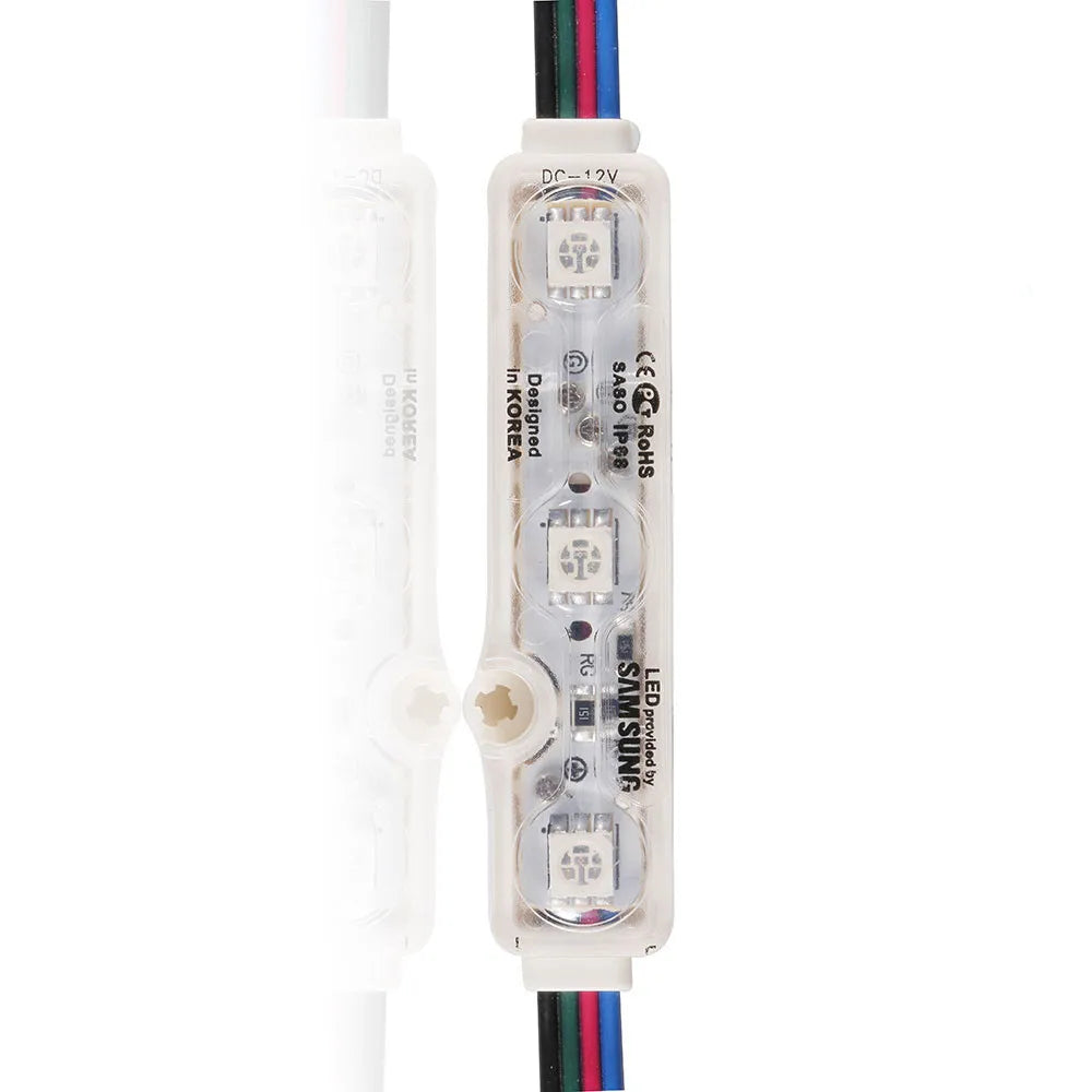 DC 12v Ip67 Korea Design Led Module 5050 RGB 3 Led Ultrasonic Led Module with Lens for Signage