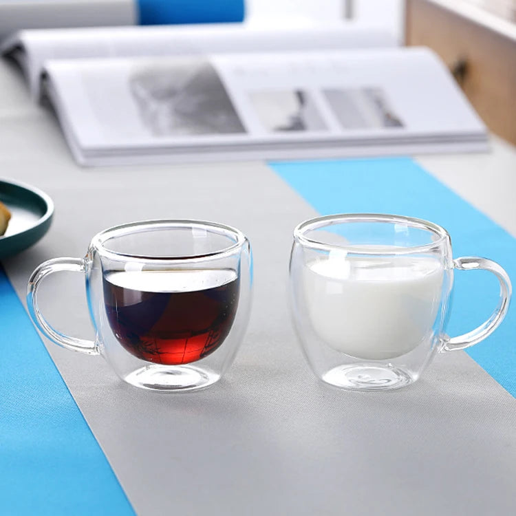 150ml Hot Sale  High Borosilicate Egg Shape  Heat Resistant Double Wall Glass Coffee Cup Glass Tea Cup