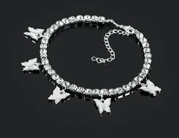 BMZ 2025 Custom New Fashion Bling Bling butterfly Ankle 5A Crystal