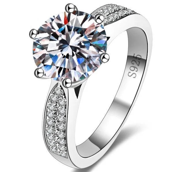 Anillo De Bodas Platinum Plated Open Adjustable Ring Shiny Moissanite Finger Rings Jewelry Diamond-studded Index Finger Band