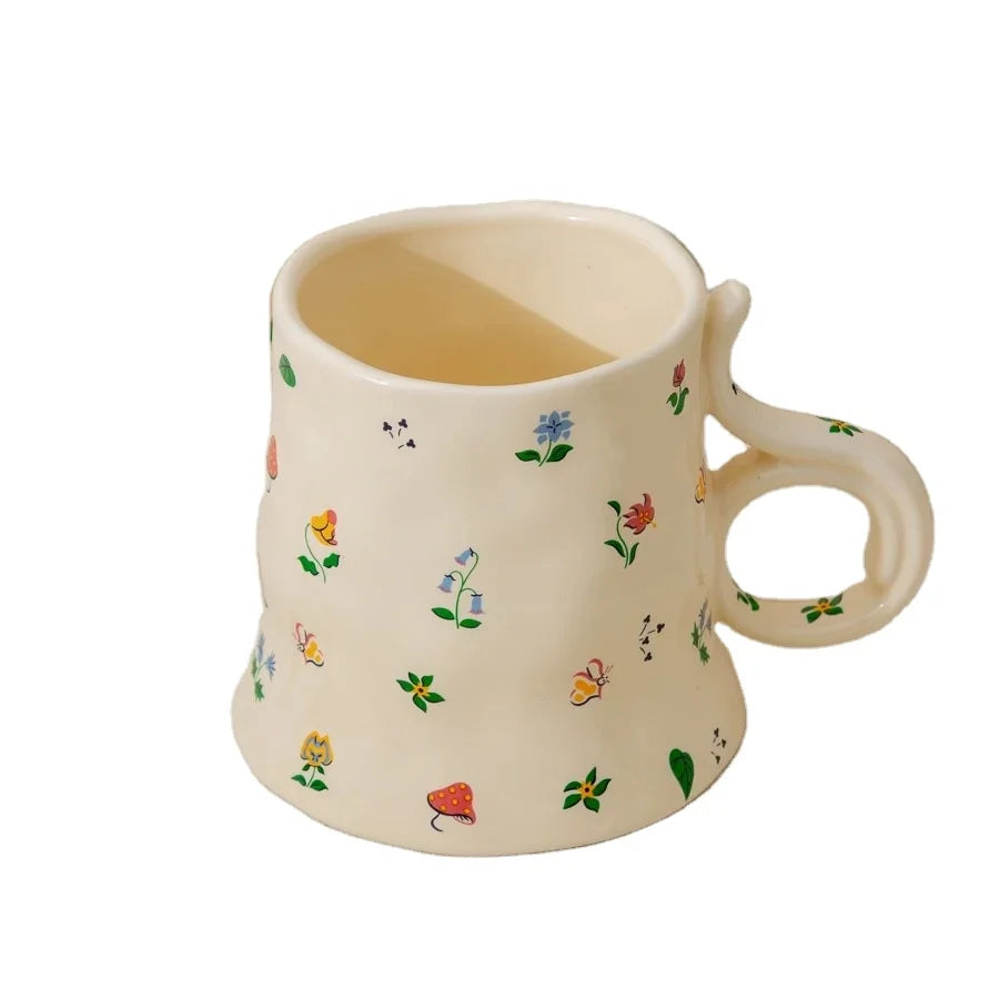 Cartoon Style Ceramic Cups Household Office Ceramic Mugs and Custom logo Couple Ceramic Cup
