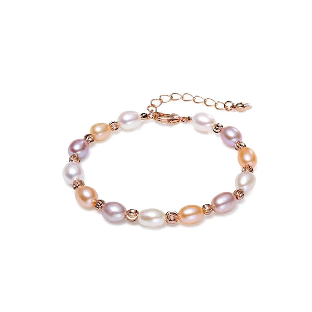 Hot Sale Natural Freshwater Pearl Bead Half Chain Gold Plated Bracelets for Women