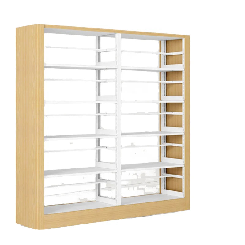 Customized Modern Metal Bookshelf Bookcase Wooden Book Shelf Rack for Office & Hotel Customized School Library Furnitures