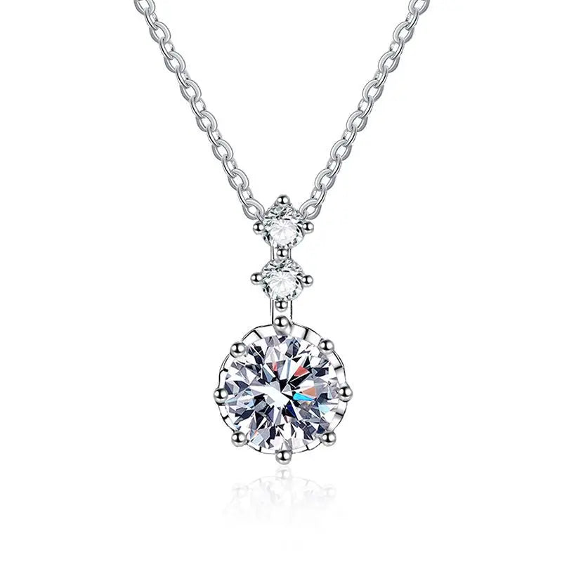 S925 Sterling Silver Classic Moissanite Charm Necklace for Women-Premium Luxury Wedding Gift