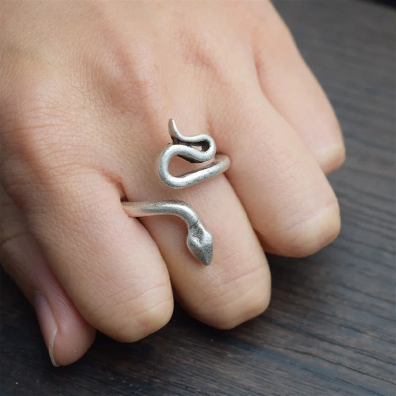 Punk Rock Jewelry for Men Women Adjustable Alloy Snake Ring